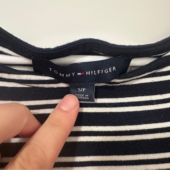 Tommy Hilfiger 3/4 Sleeve Blue White Striped Boat Neck Shirt Size Small Women’s - Picture 9 of 10